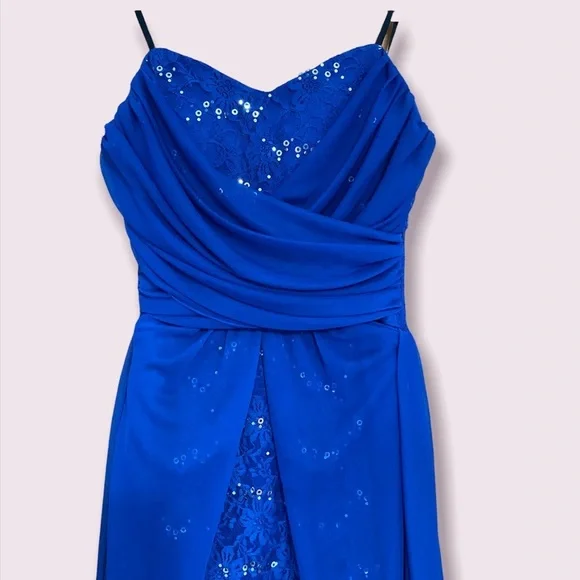 City Triangles Royal Blue Sequin Strapless Dress - Picture 7 of 11